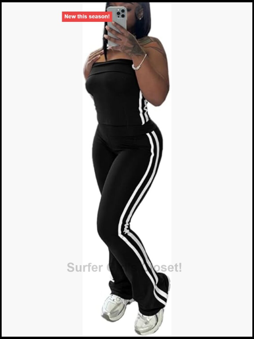 Strapless Crop Top and Flare Pants Lounge Set Tracksuit